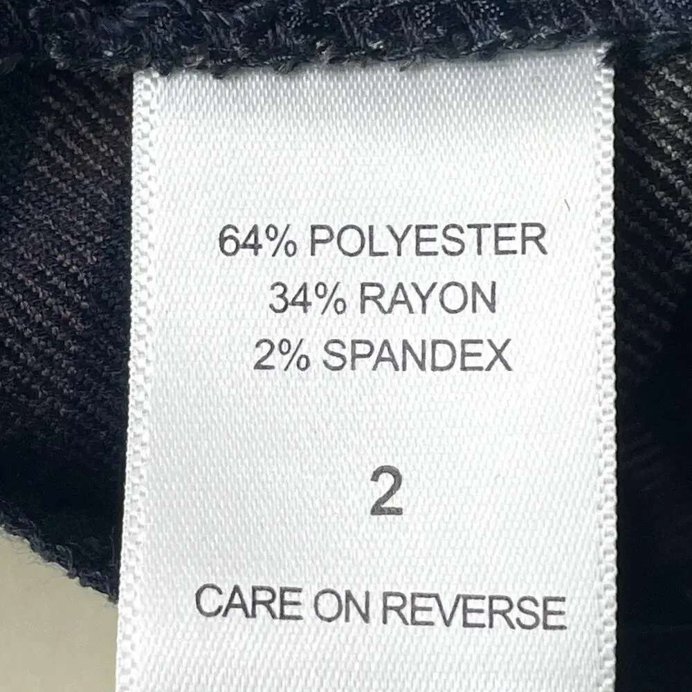 NY & Co 7th Ave 28x33 Women 2 Navy Pink Plaid Pants High Waist Wide Leg Academia - Picture 9 of 10